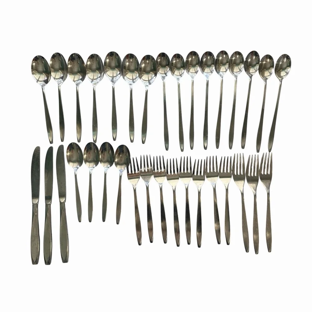 Vtg International Insico Stainless‎ Flatware 34 Pcs Lot MCM Spoons Nassau USA